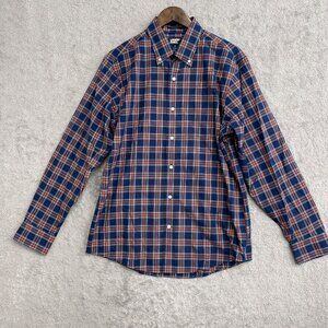NEW Lands' End Men's M Button down Shirt Plaid Twill Traditional Fit